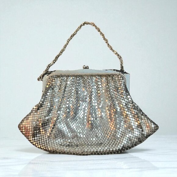 Whiting & Davis Mesh Bag Mini Purse Wallet Silver Vintage Chain - Picture 1 of 7